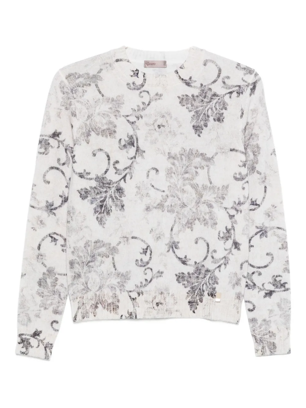Herno Floral-pattern Long-sleeve Sweater In White