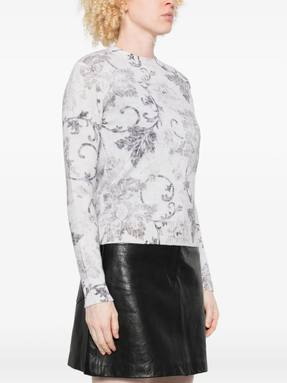 Herno Floral-pattern Long-sleeve Sweater In White