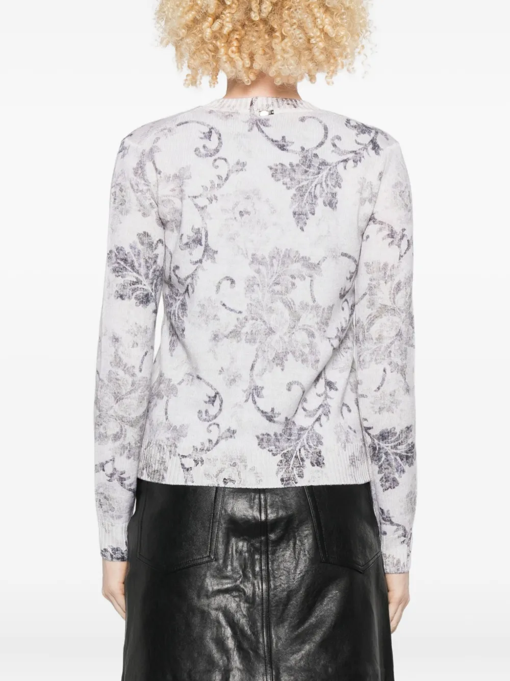 Herno Floral-pattern Long-sleeve Sweater In White
