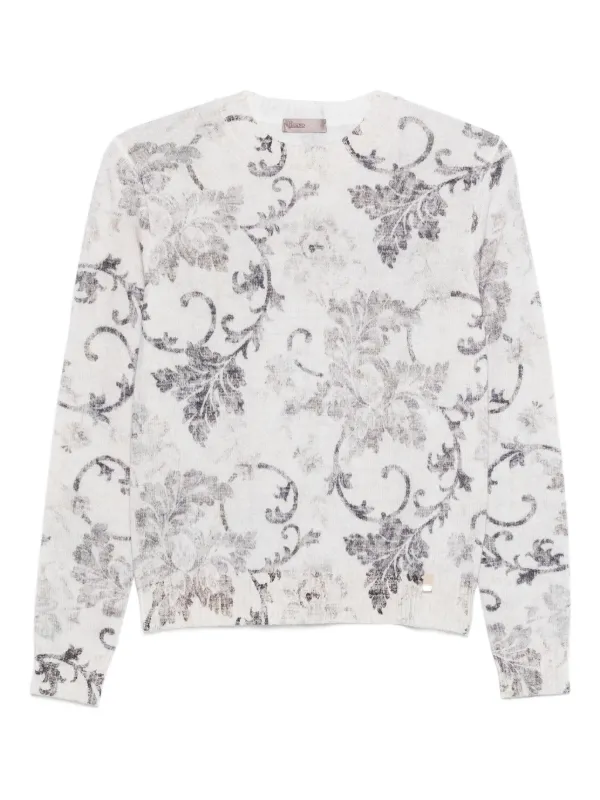 Herno Floral-pattern Long-sleeve Sweater in White