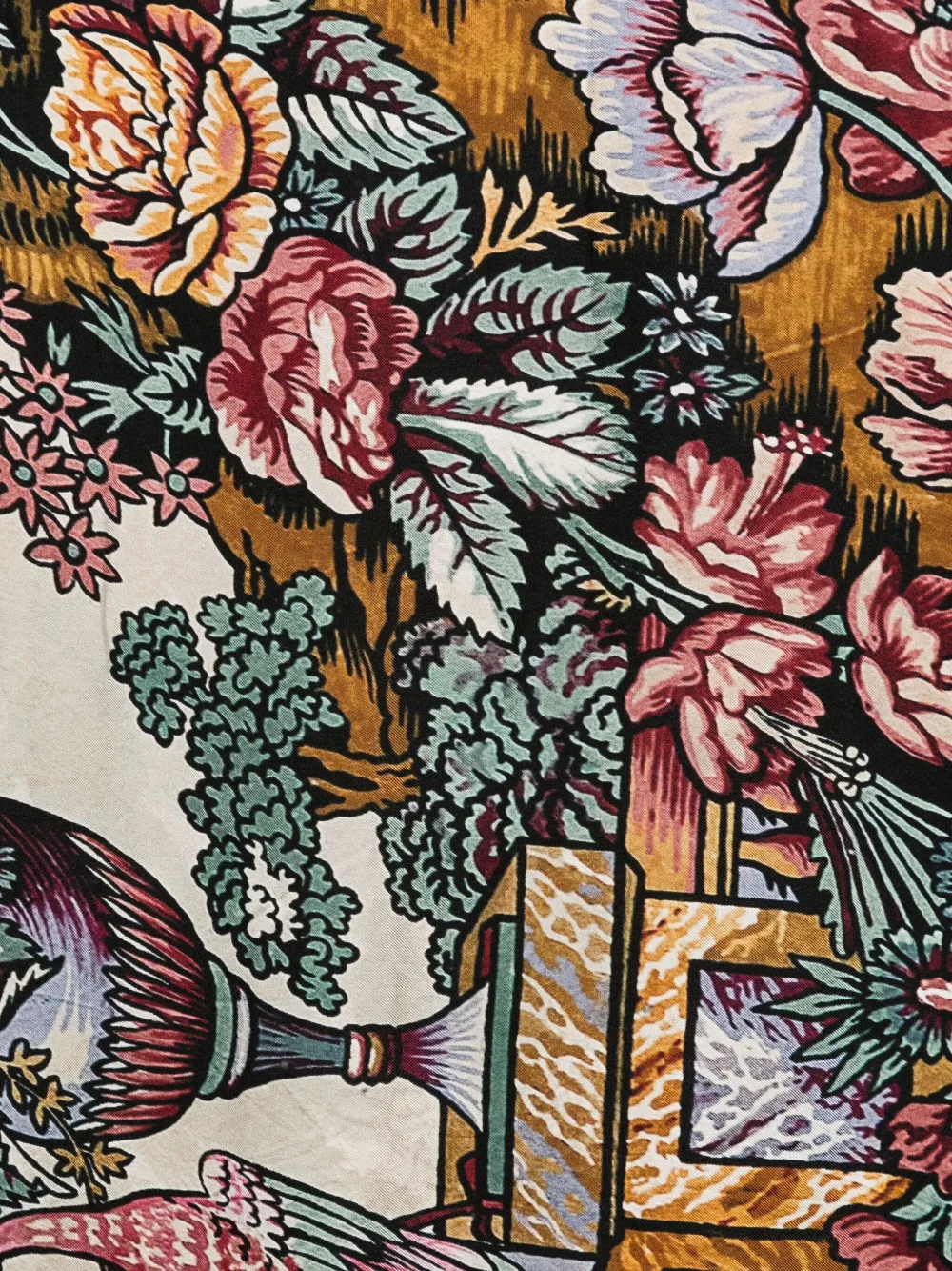 Pierre-Louis Mascia Aloeuw sjaal met bloemenprint en franje - Beige