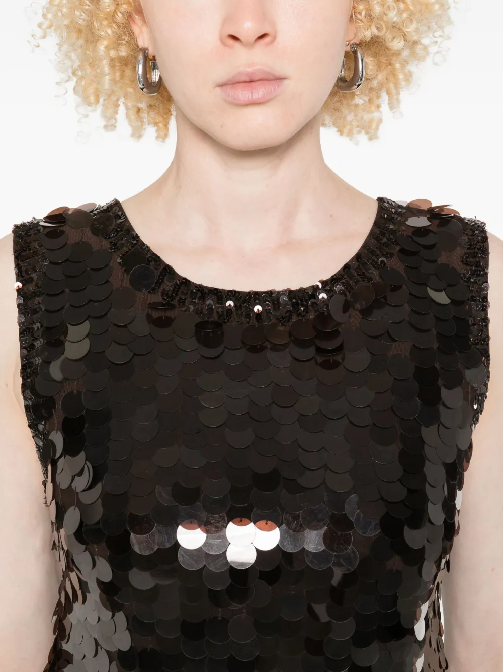 P.a.r.o.s.h Sequin Sleeveless Dress In Black