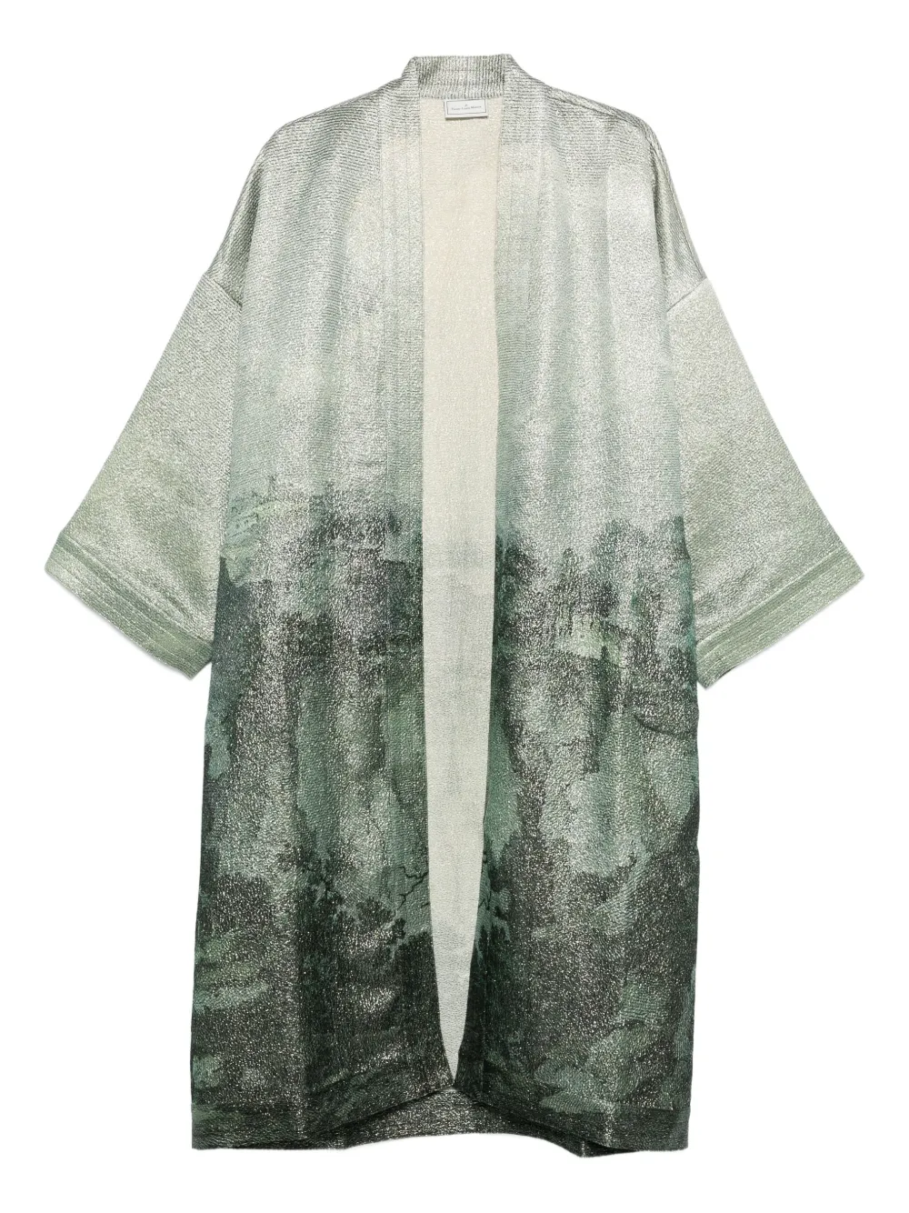 Pierre-louis Mascia Abstract-print Open-front Jacket In Green