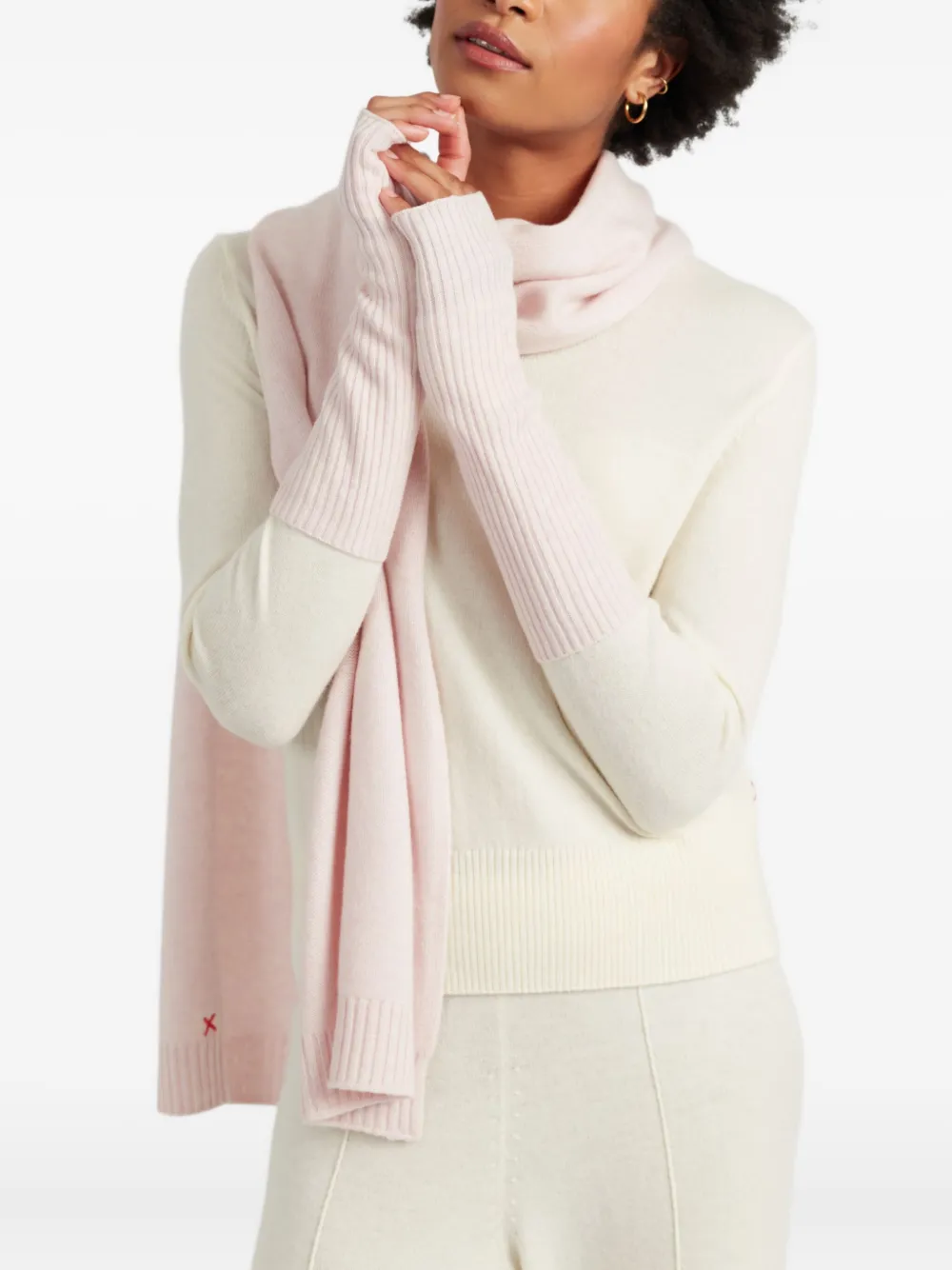 Chinti & Parker Vingerloze geribbelde handschoenen - Roze