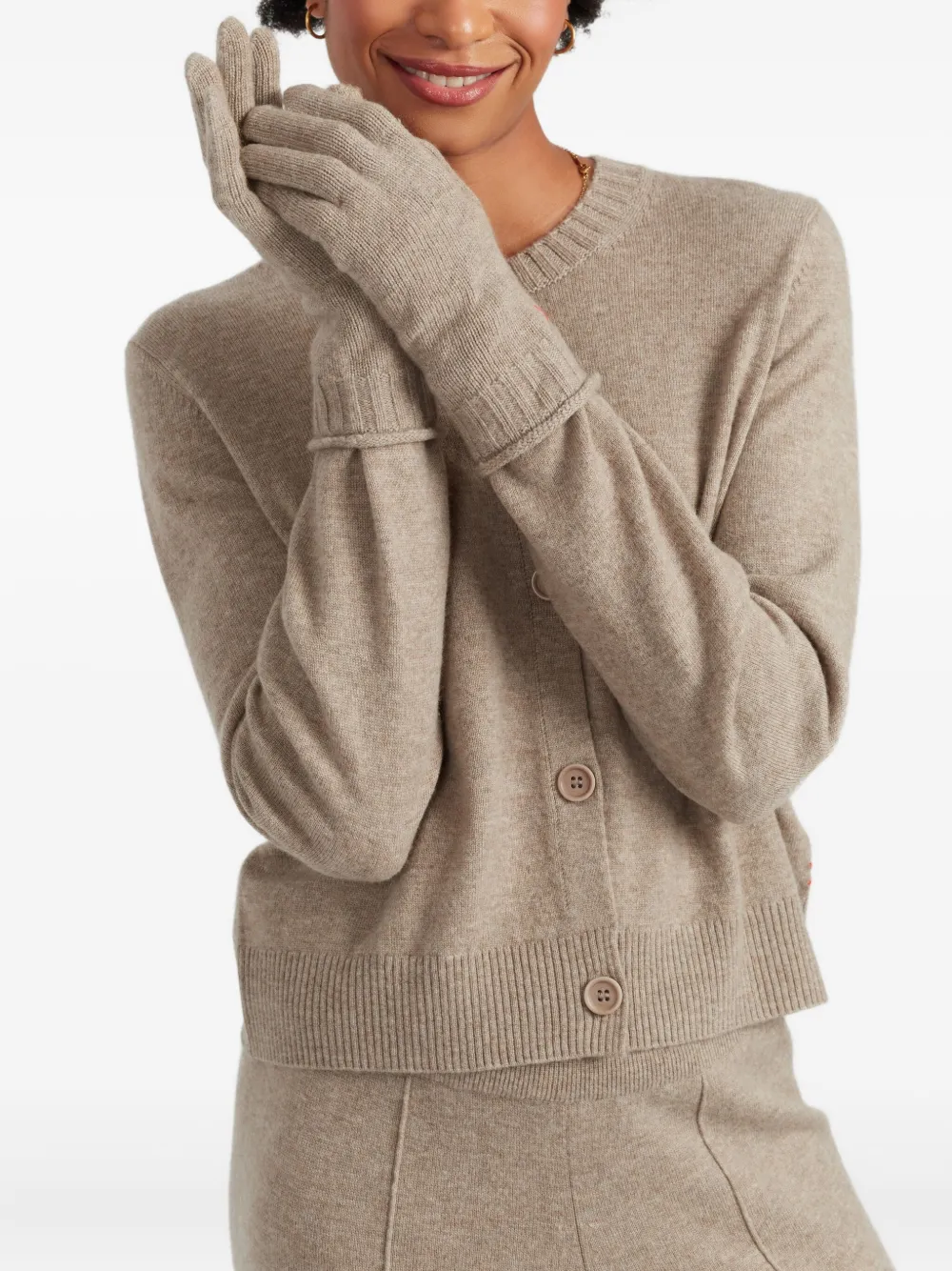 Chinti & Parker Handschoenen met geribbelde manchetten - Beige