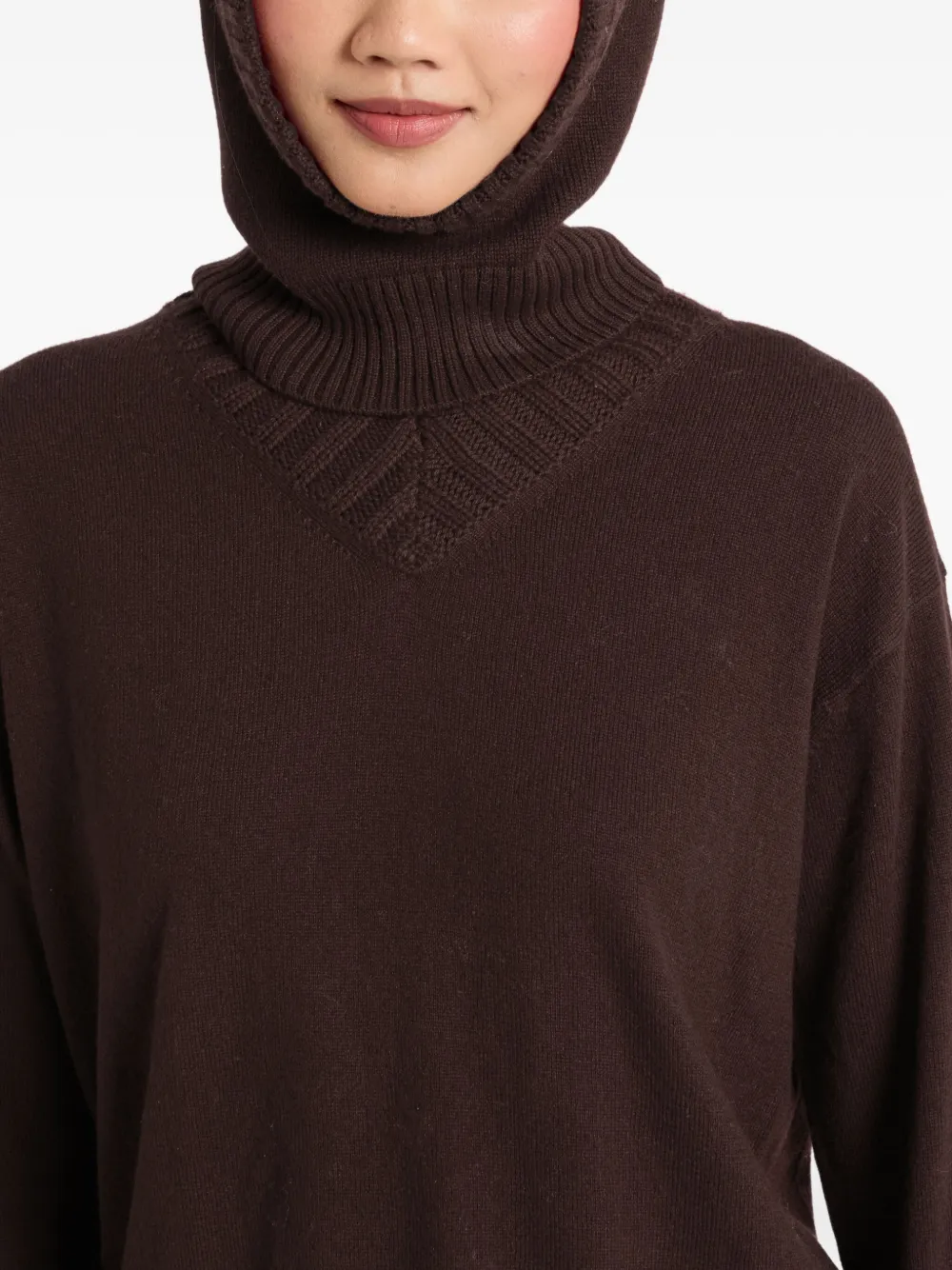 Chinti & Parker Ribgebreide balaclava - Bruin