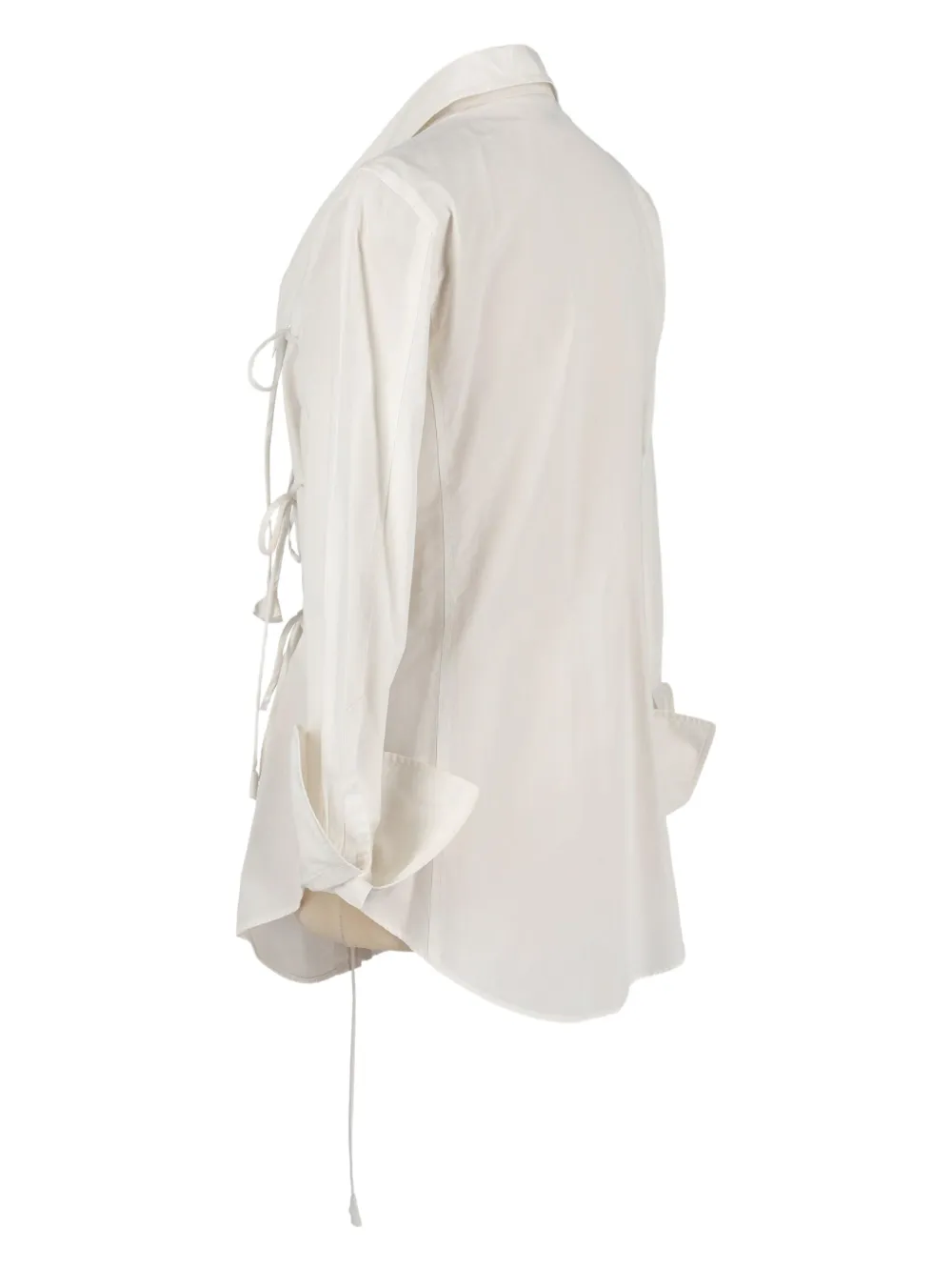 Pre-owned Gianfranco Ferre Oversize-collar Lace-up Shirt In White