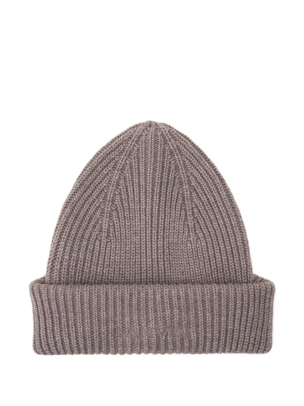 Lanvin Ribbed Wool Beanie In Brown
