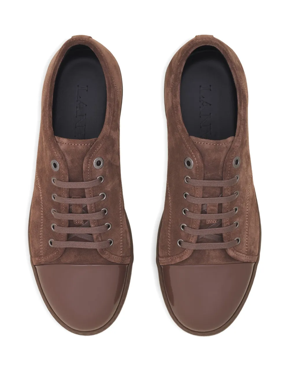 Lanvin Suède leren sneakers met bewerkte neus Bruin