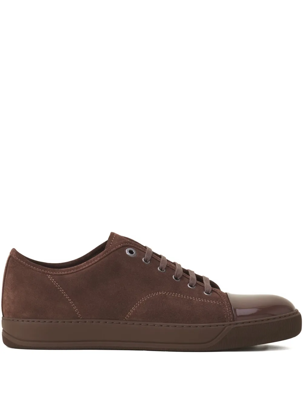 Lanvin suede leather cap-toe sneakers Brown
