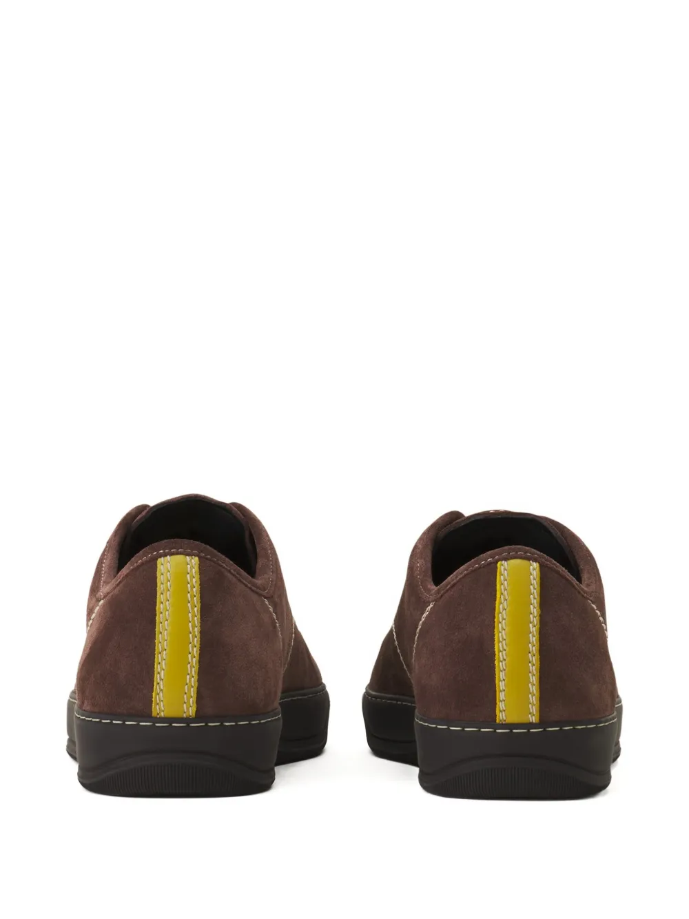 Lanvin suede leather lace-up sneakers Brown