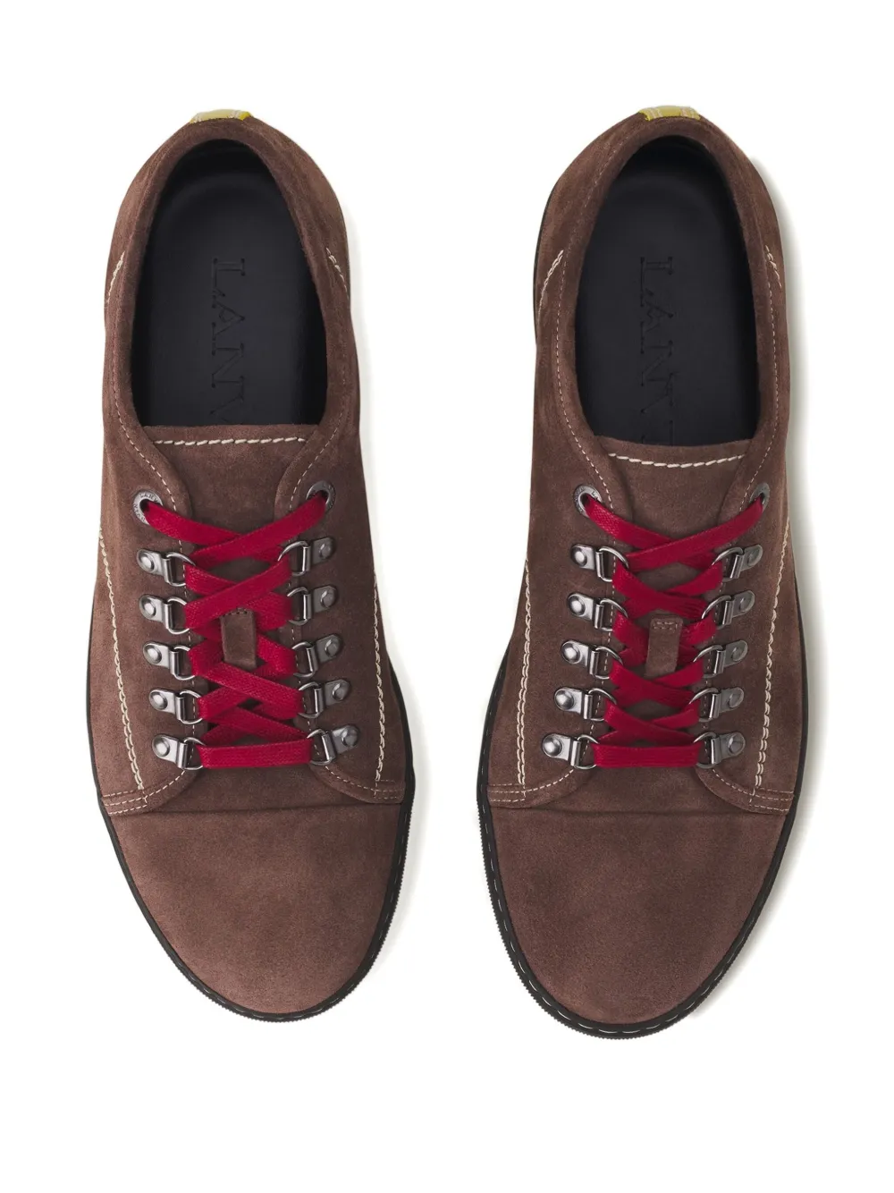 Lanvin suede leather lace-up sneakers Brown