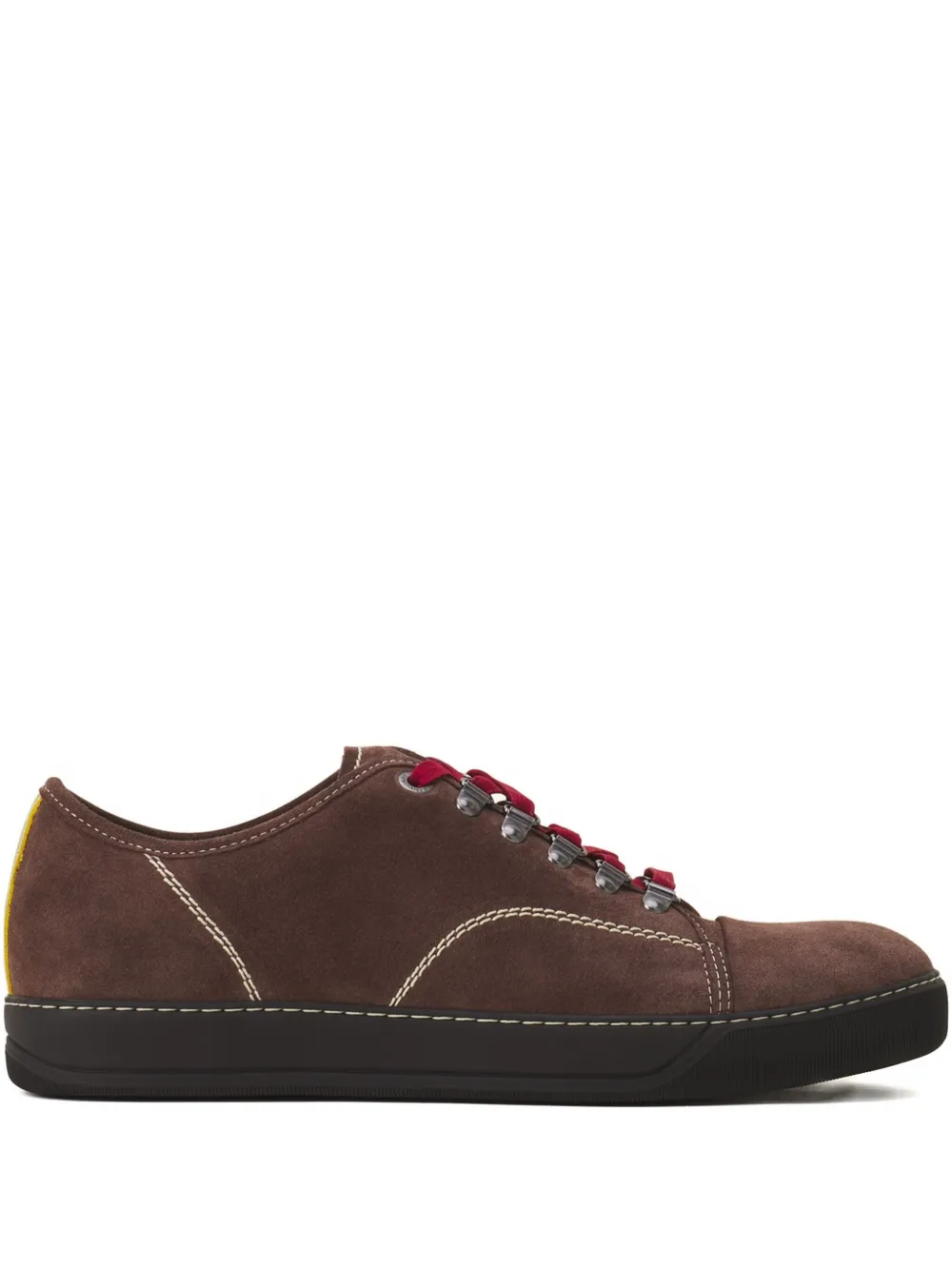 Lanvin suede leather lace-up sneakers Brown