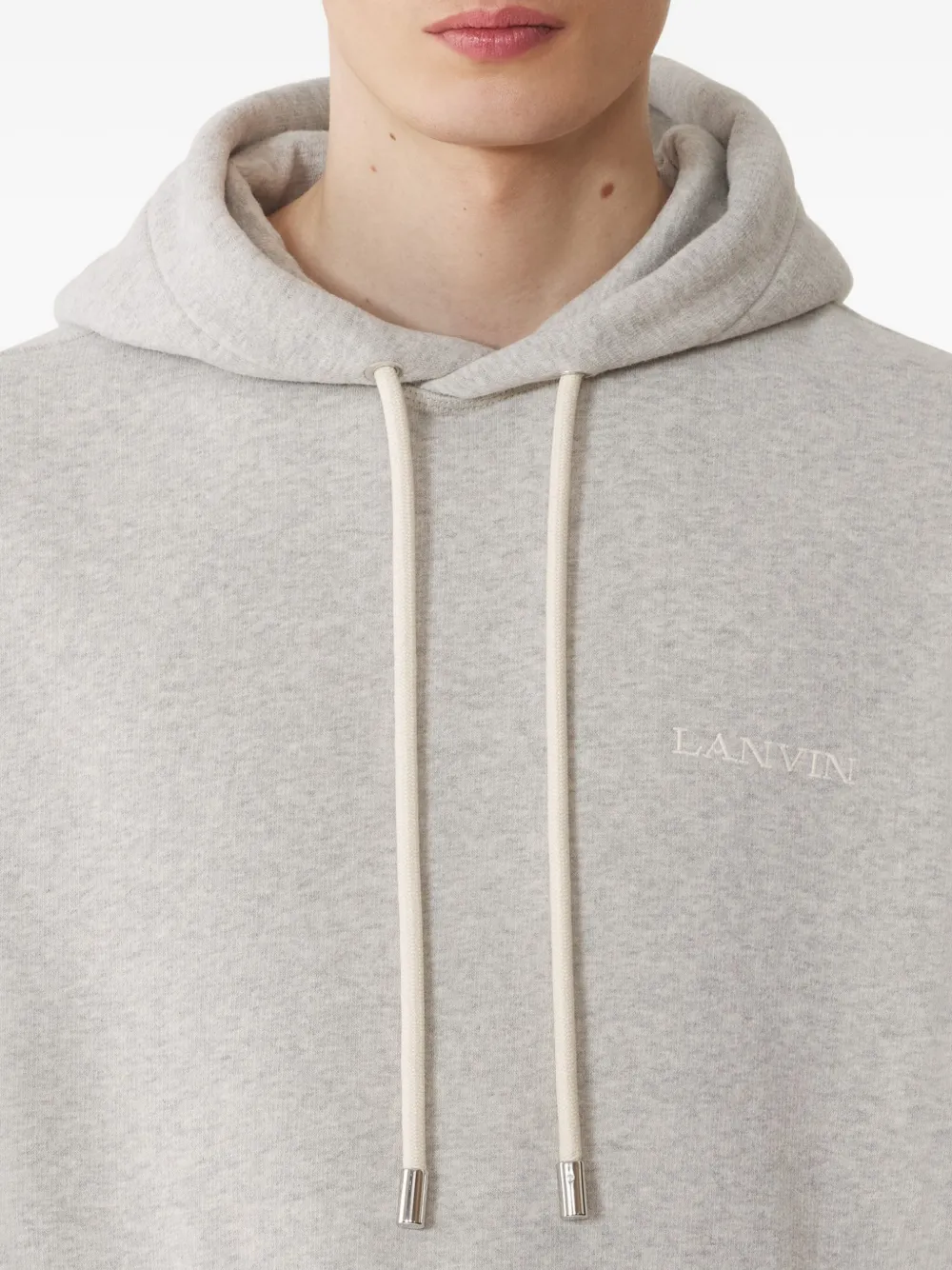 Lanvin logo-embroidered hoodie Grijs