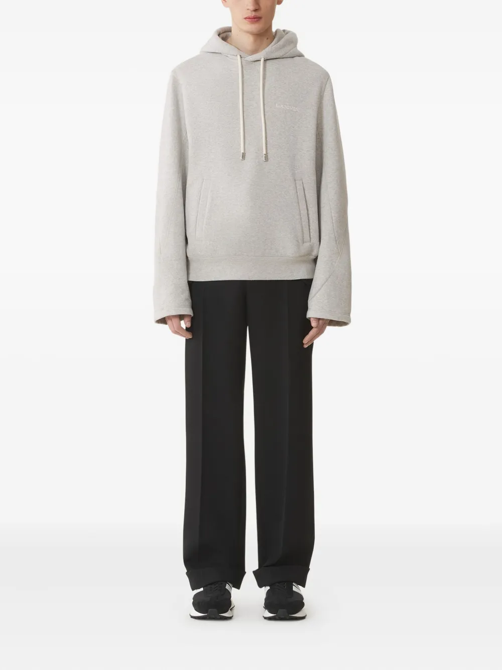 Lanvin logo-embroidered hoodie Grijs