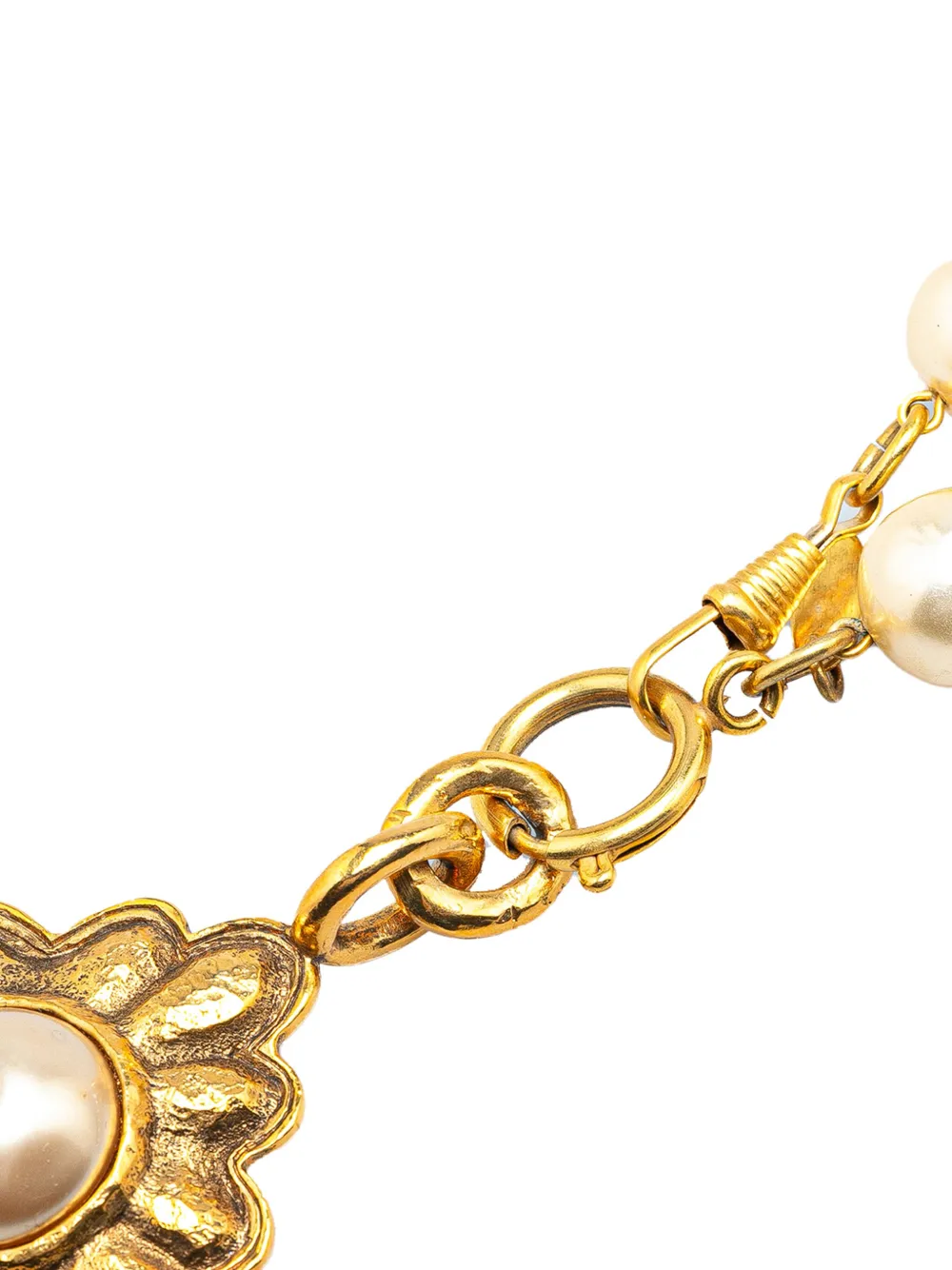 CHANEL Pre-Owned 1980-1990 Gold Plated Faux Pearl Necklace costume CHANEL Pre-Owned 1980-1990 Gold Plated Faux Pearl Necklace costume