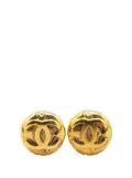 CHANEL Pre-Owned 1996 Gold Plated CC Round Clip On Earrings costume earrings