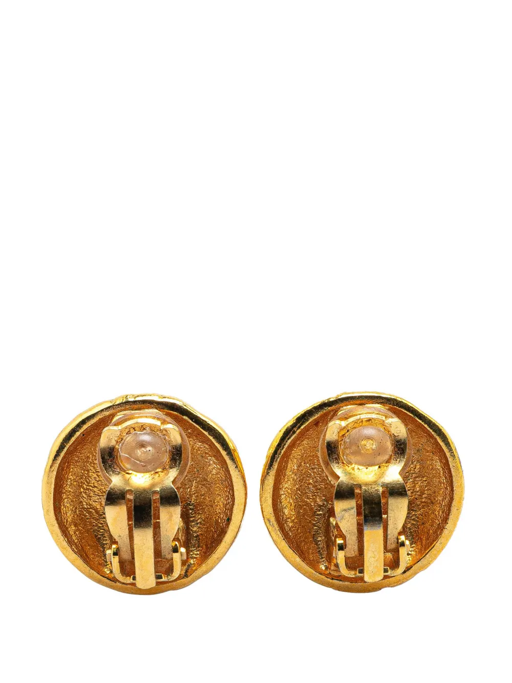 CHANEL Pre-Owned 1996 Gold Plated CC Round Clip On Earrings costume earrings | Image 2