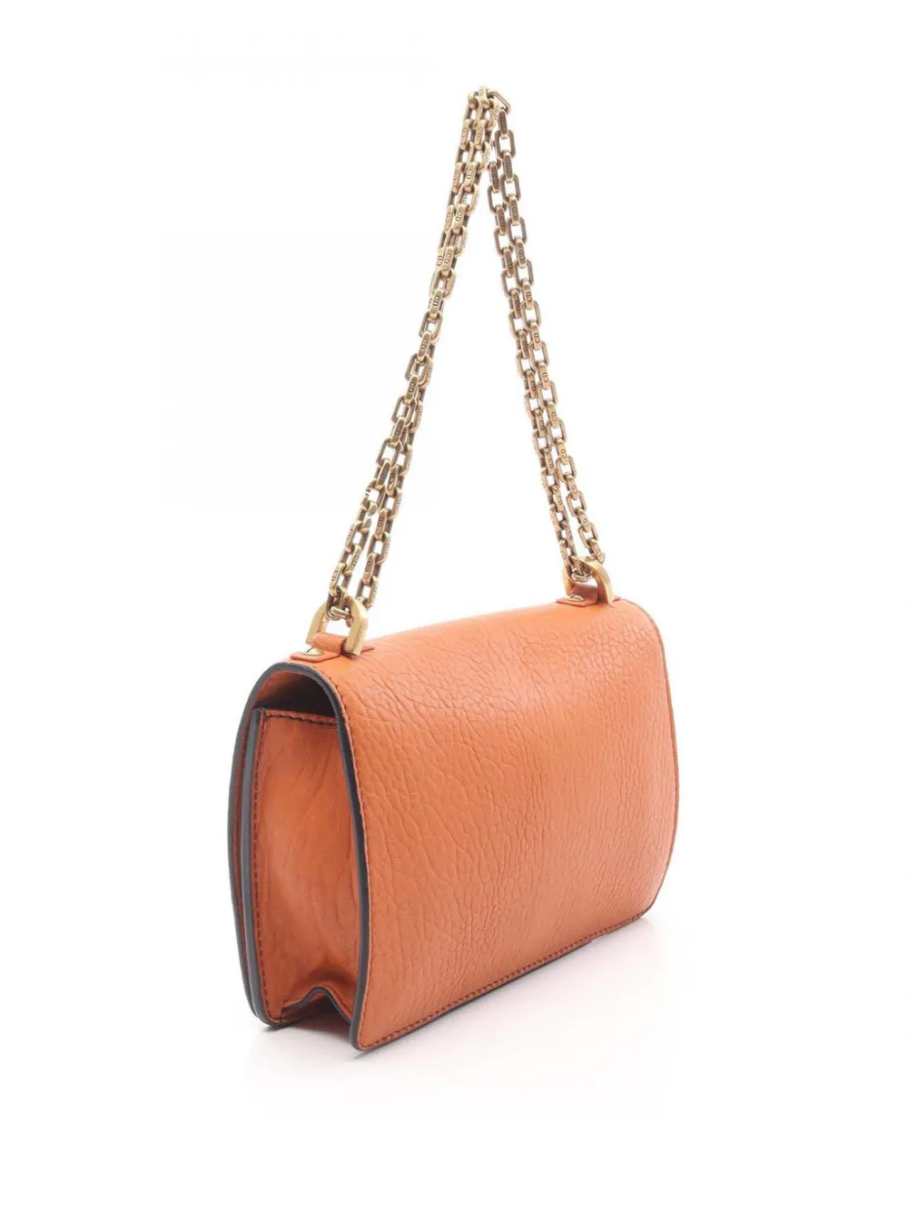 Pre-owned Dior 2000-2025 Canyon Grained Lambskin J A Chain Flap Crossbody Bag In Orange