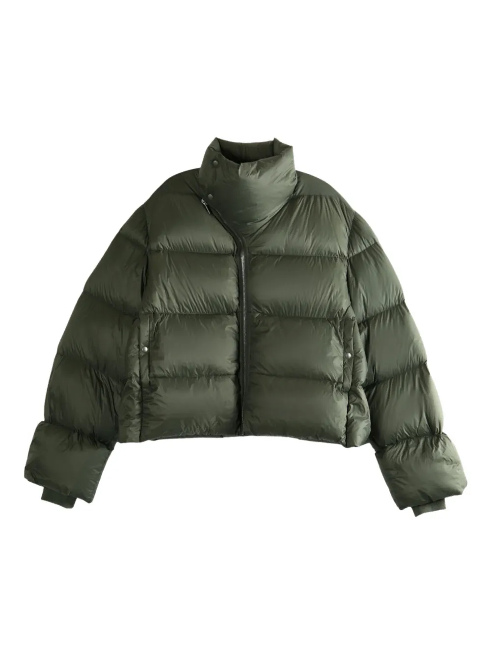 asymmetric zip puffer jacket