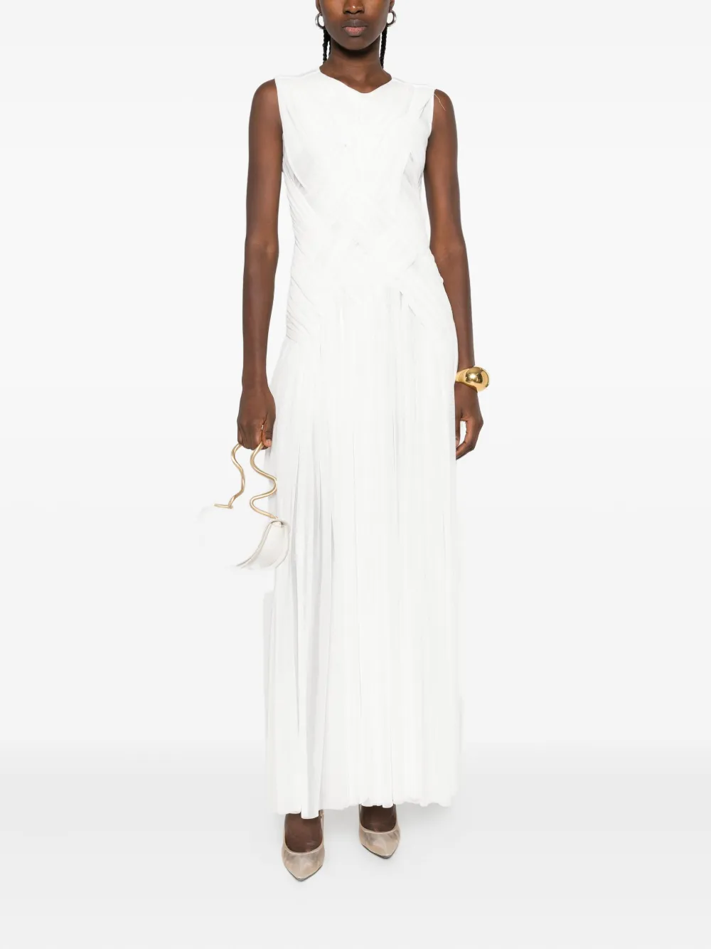 Atu Body Couture pleated sleeveless maxi dress - Wit