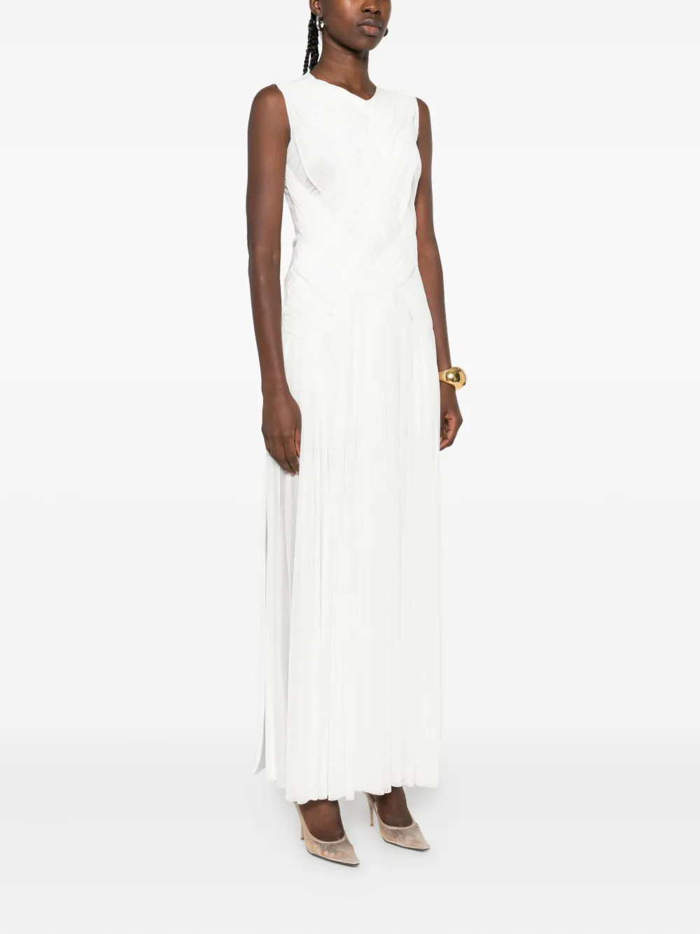Atu Body Couture pleated sleeveless maxi dress Wit