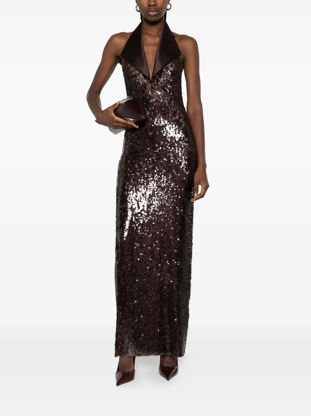 Atu Body Couture halterneck sequin midi dress - Bruin