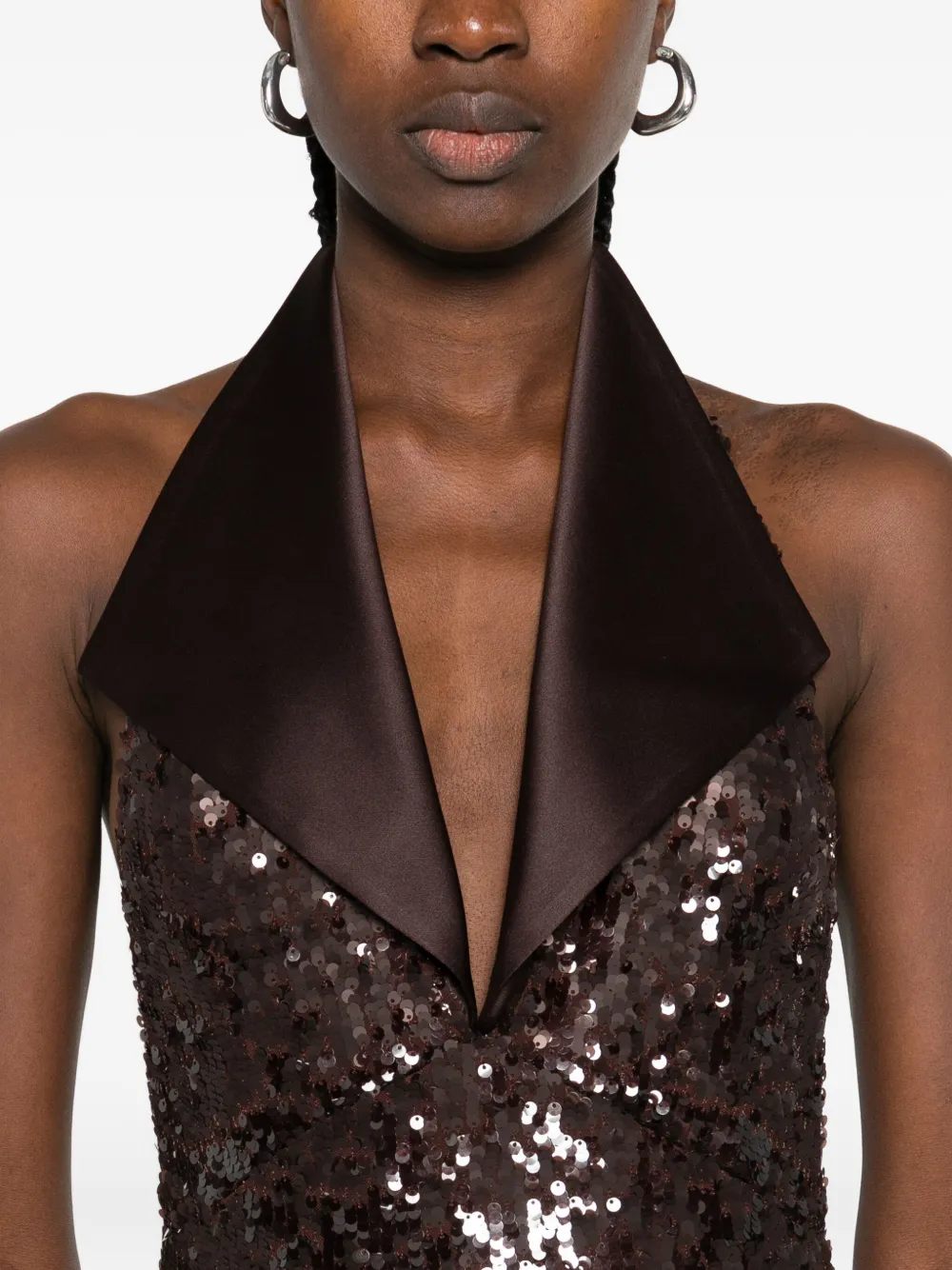 Atu Body Couture halterneck sequin midi dress Bruin