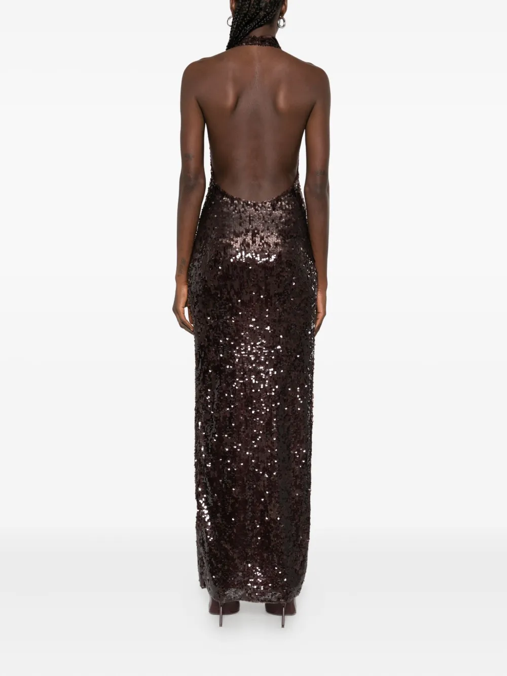 Atu Body Couture halterneck sequin midi dress Bruin