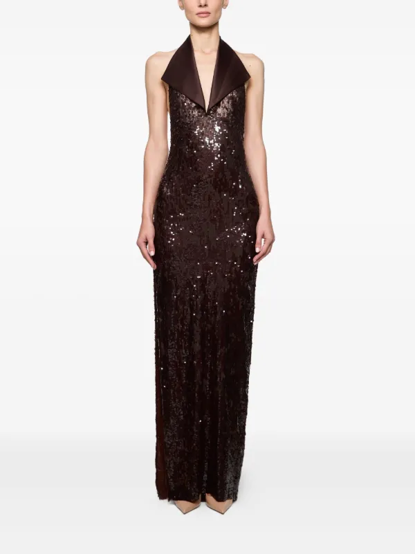 knee length dresses for ladies MAEZ SEQUIN DRESS IN BROWN | CULT MIA main image 0