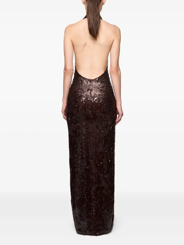 brown sequin midi dress Women's Hermia Sequin Midi Dress S/M/L/XL/Customize Nude MEAN BLVD Nude / S main image 0