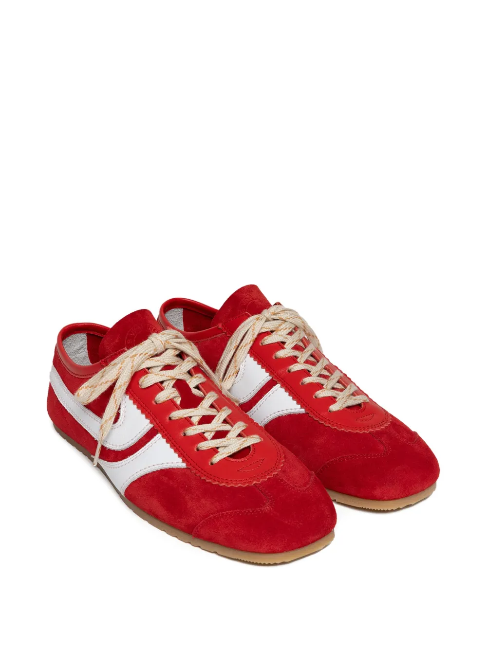DRIES VAN NOTEN suede leather low-top sneakers Red