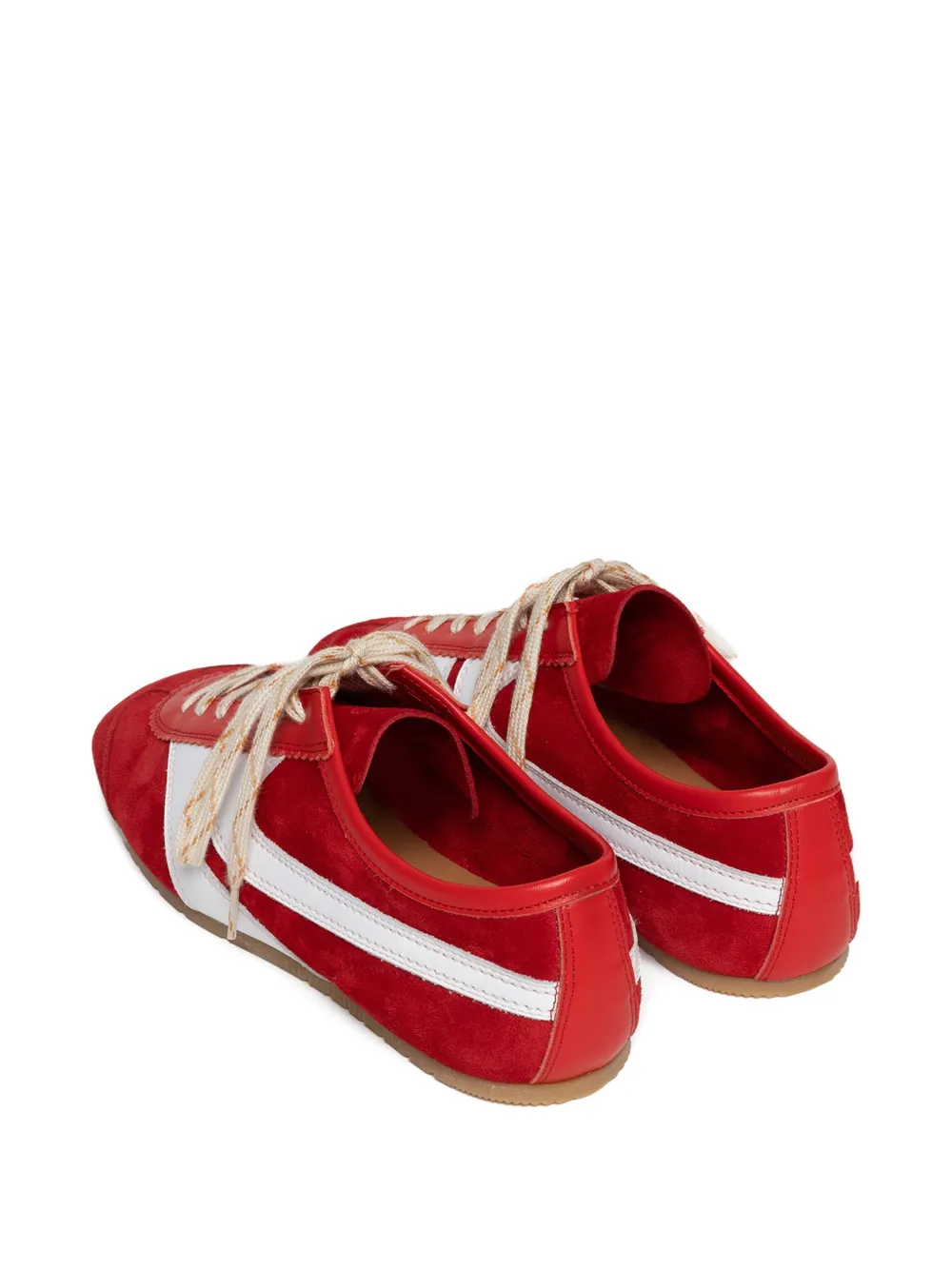 DRIES VAN NOTEN suede leather low-top sneakers Red