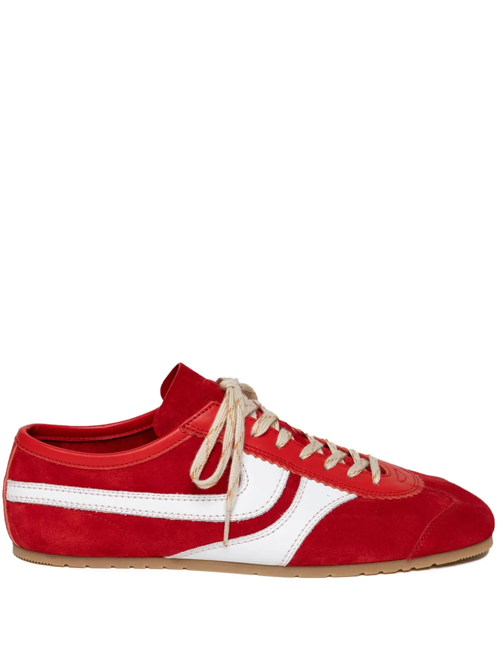 DRIES VAN NOTEN suede leather low-top sneakers Red