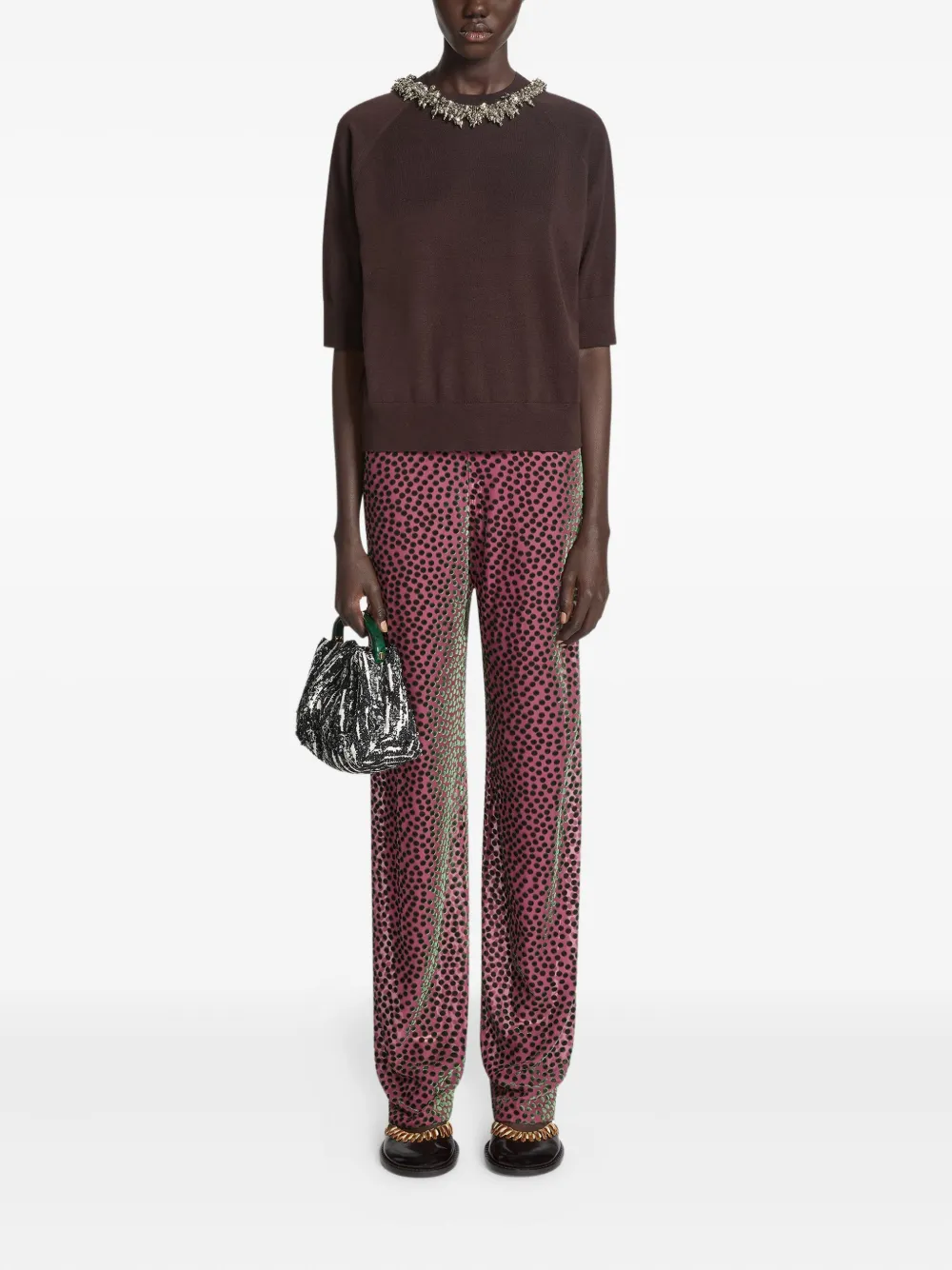 DRIES VAN NOTEN Elastische broek met stippen - Roze