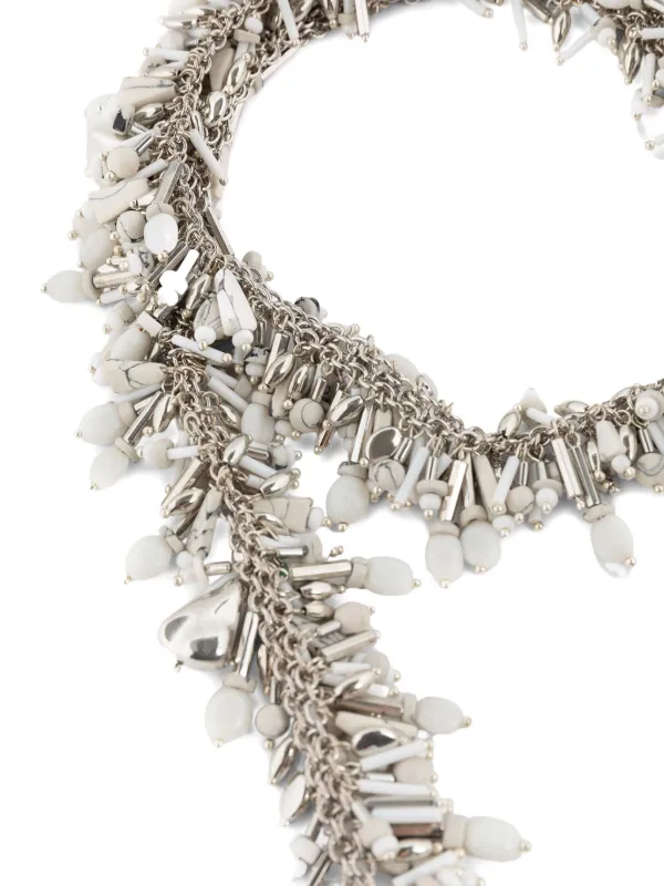 DRIES VAN NOTEN Beaded Scarf Necklace | Silver | FARFETCH