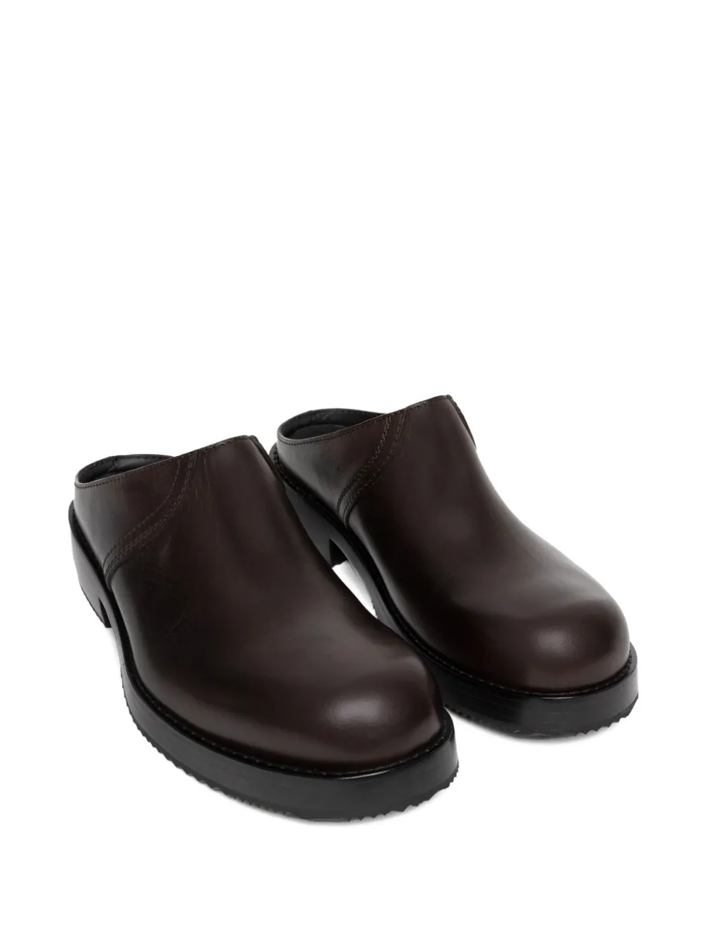 DRIES VAN NOTEN leather slip-on clogs Brown