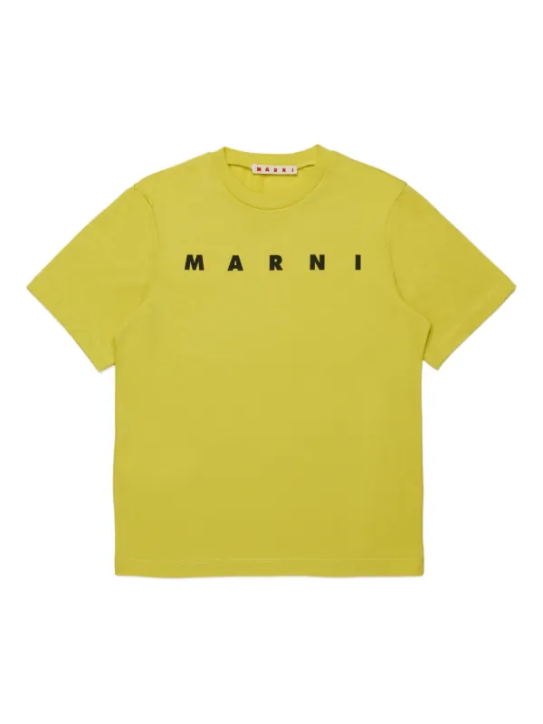 MARNI イエロー ロゴ Tシャツ 38 MARNI (マルニ) オーガニックコットン ミニロゴ クルーネック