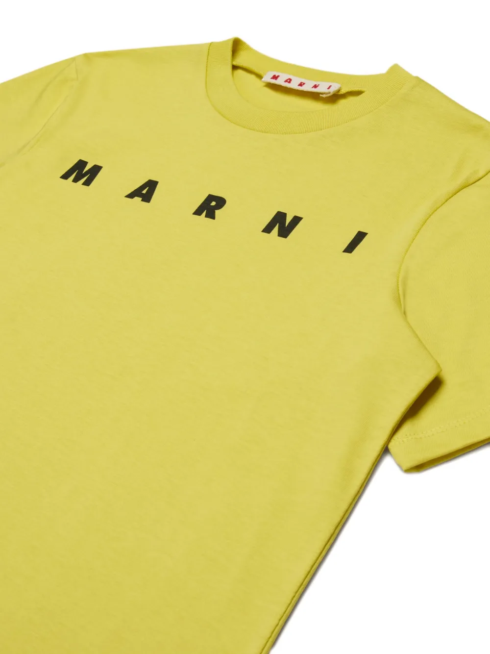 Marni Kids logo-print cotton T-shirt Geel