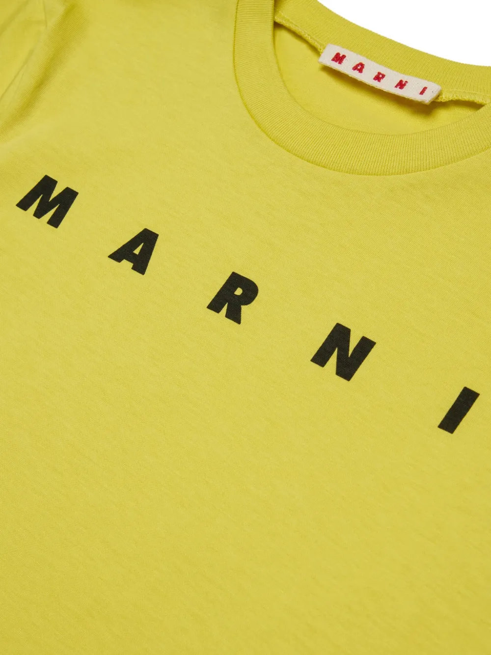 Marni Kids logo-print cotton T-shirt Geel