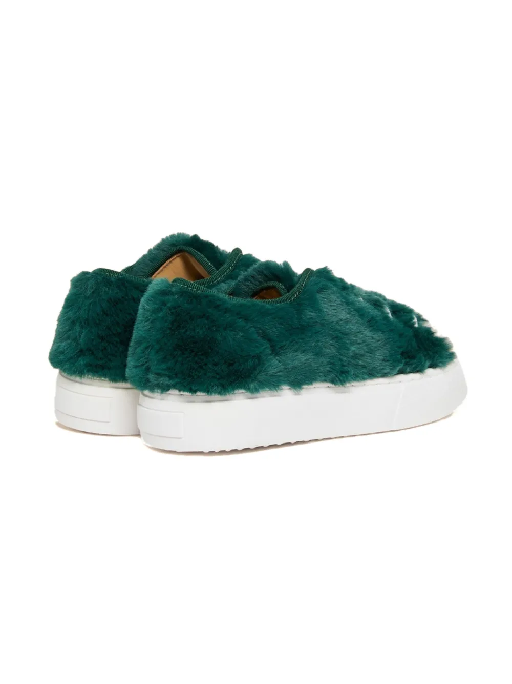 Marni Kids faux-fur lace-up sneakers Green