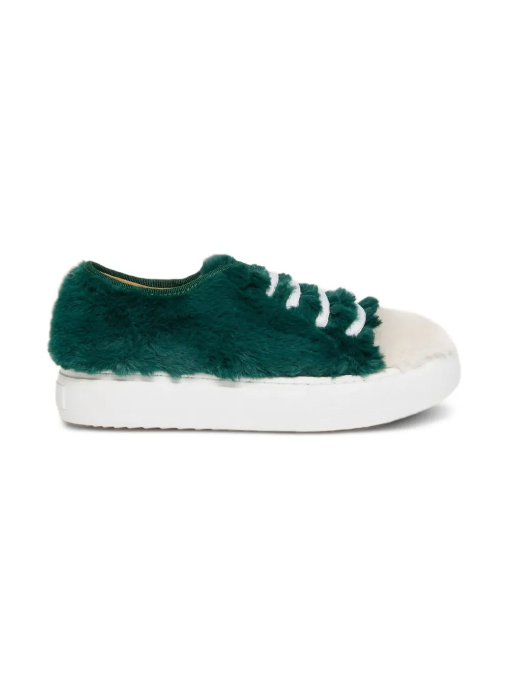 Marni Kids faux-fur lace-up sneakers Green