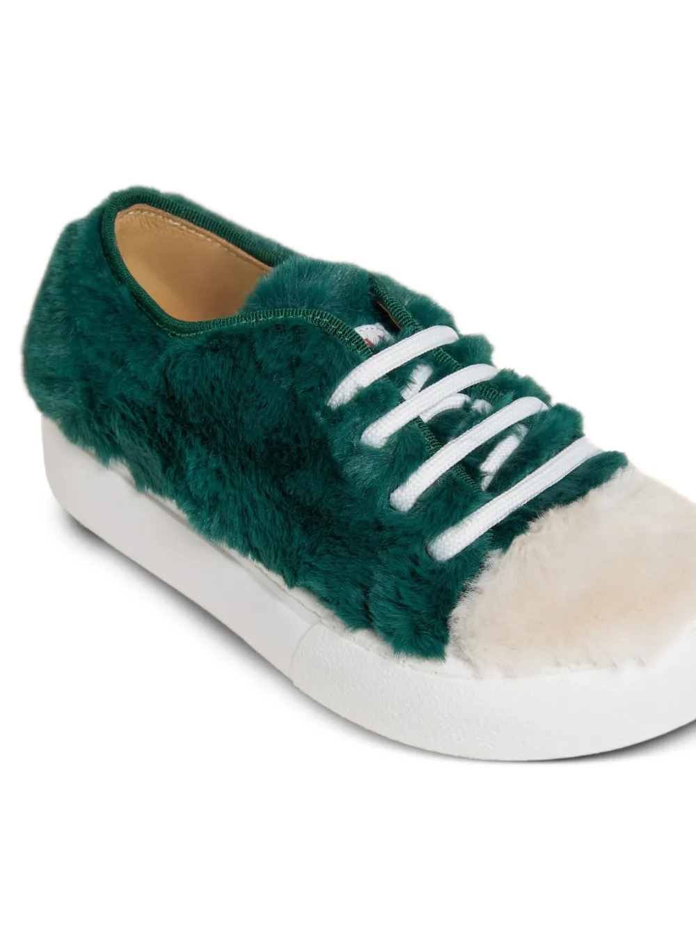 Marni Kids faux-fur lace-up sneakers Green