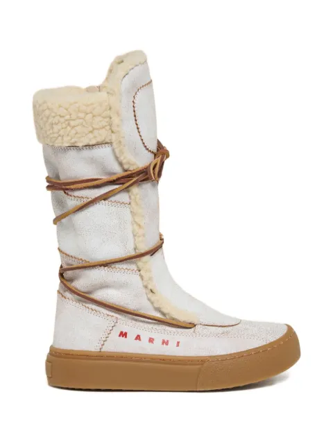 Marni Kids lace-up shearling boots