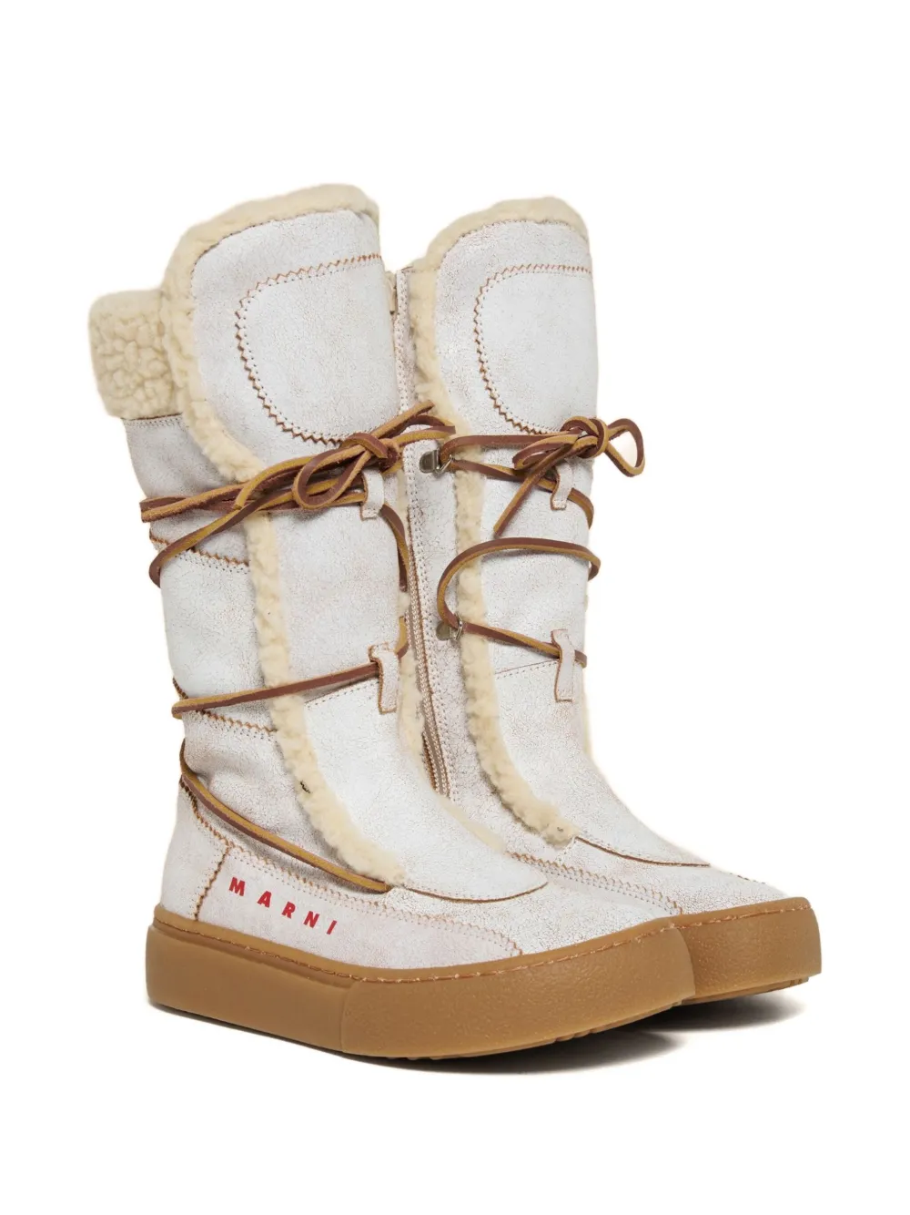 Marni Kids lace-up shearling boots | Teen Boy Shoes | Image 2