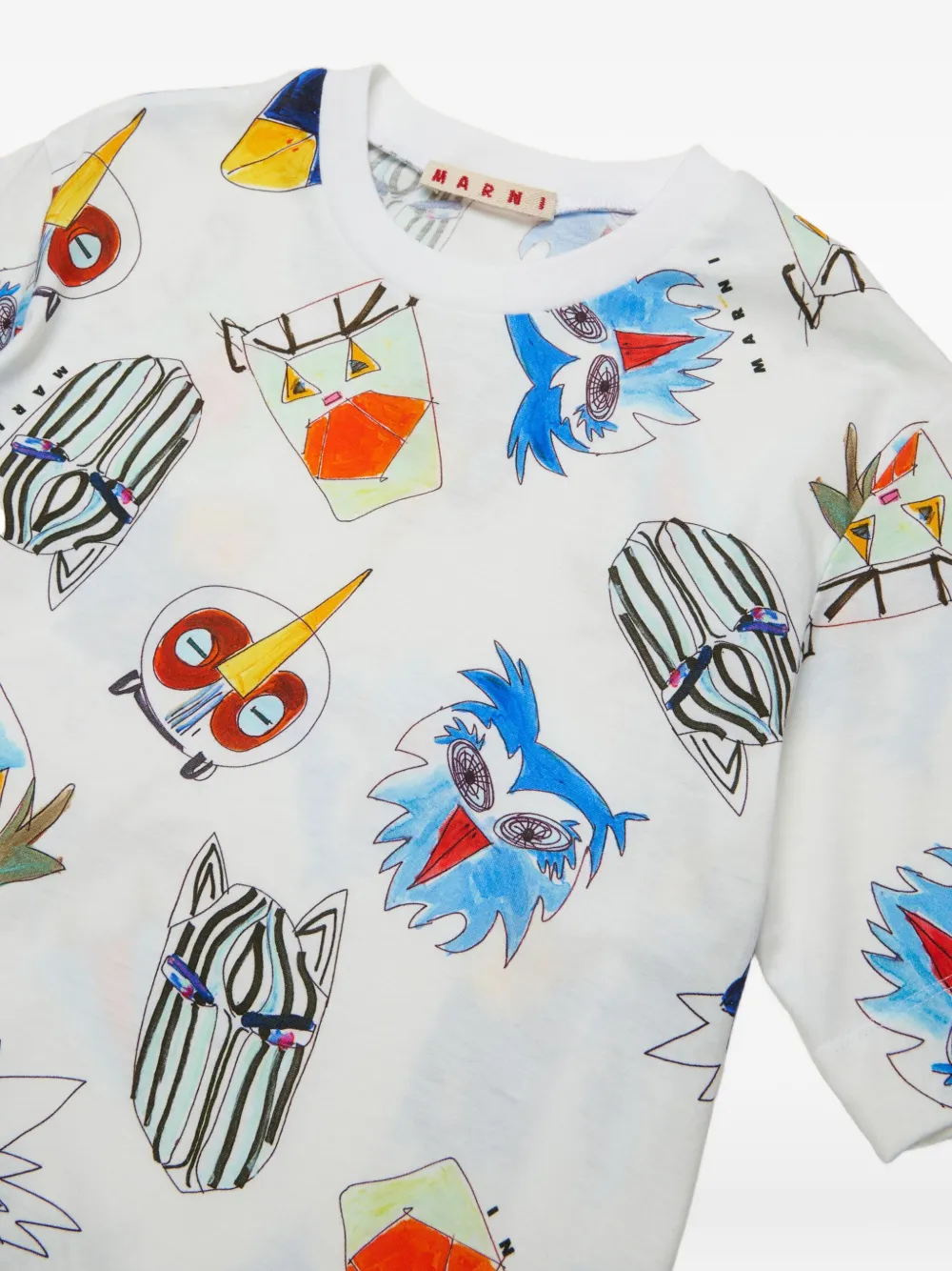 Marni T-shirt In Jersey Con Grafica Allover Jungle In White