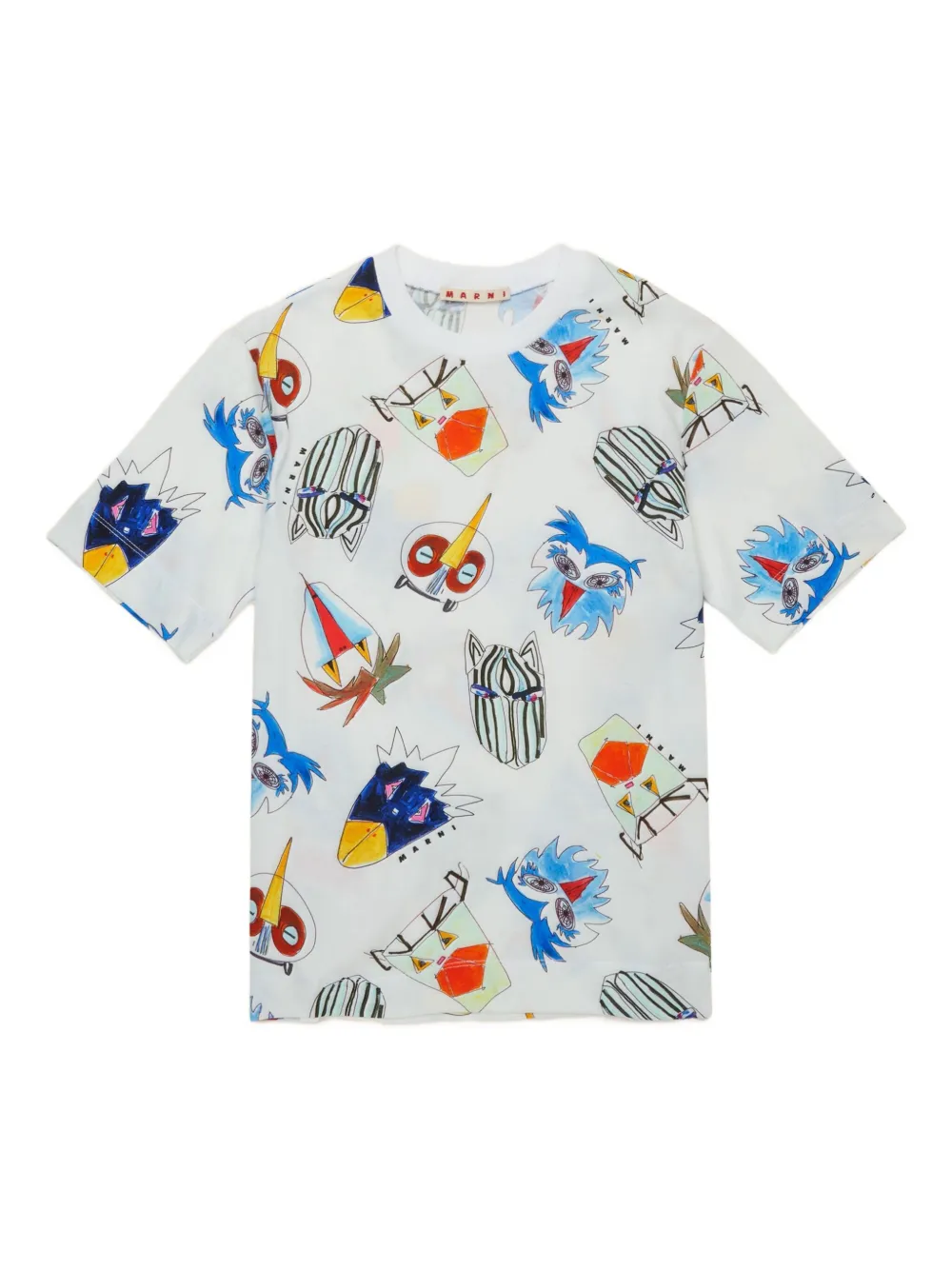 Marni Kids cartoon-print T-shirt Wit