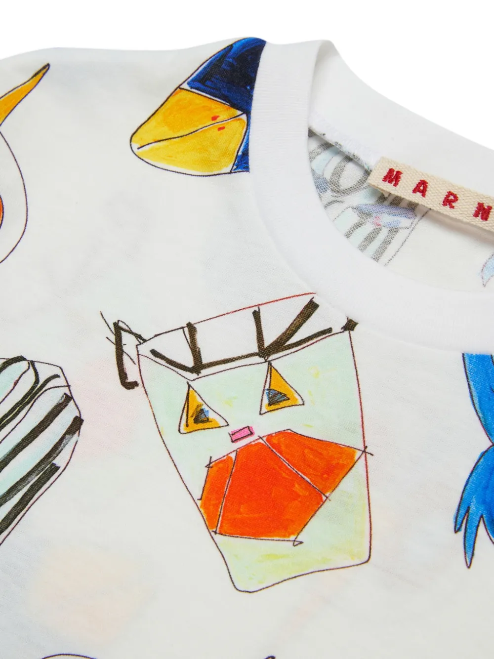 Marni T-shirt In Jersey Con Grafica Allover Jungle In White
