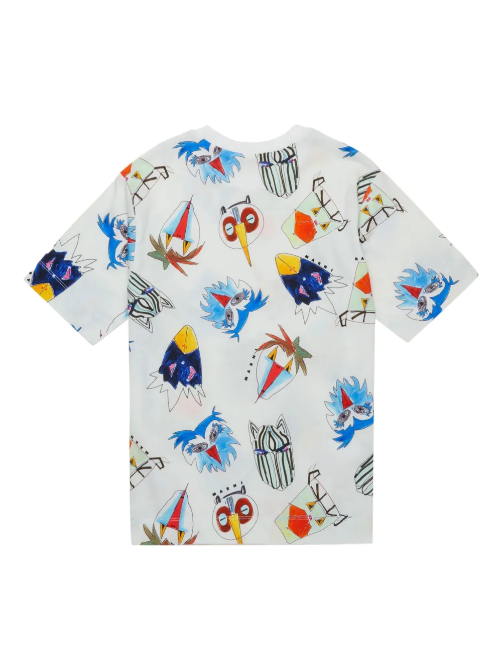 Marni T-shirt In Jersey Con Grafica Allover Jungle In White