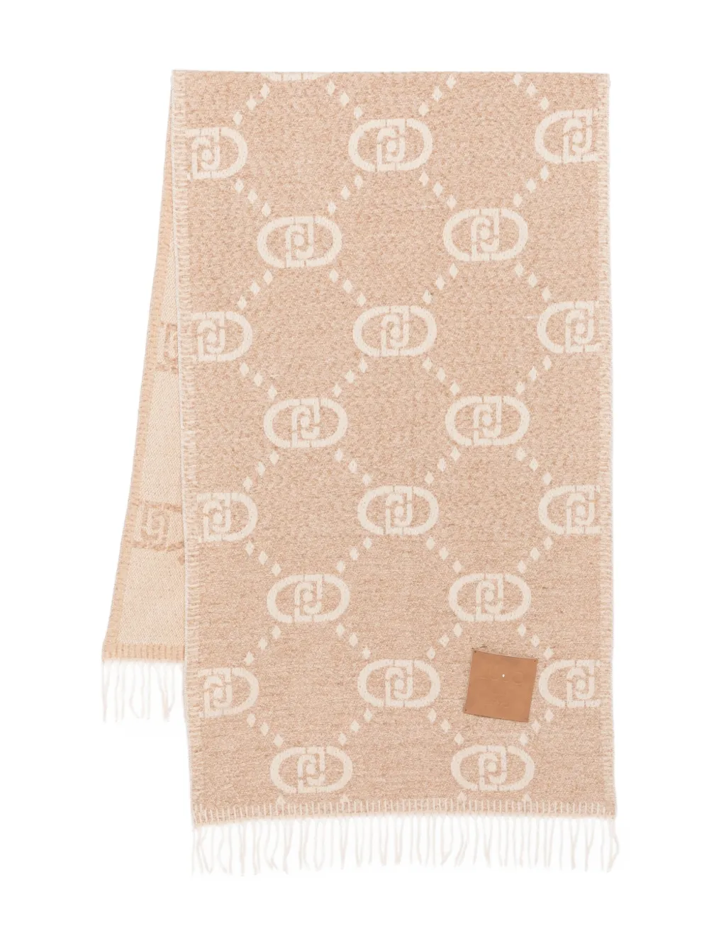 LIU JO logo-pattern fringed scarf | Neutrals | Image 1